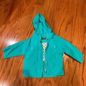 Zara Kids Aqua Raincoat with Polka Dot Lining